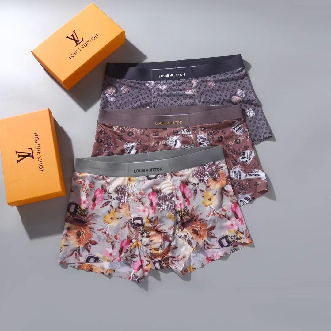 Louis Vuitton Colourful Floral-Style Prints Men's Boxer Briefs - 3-Piece Box