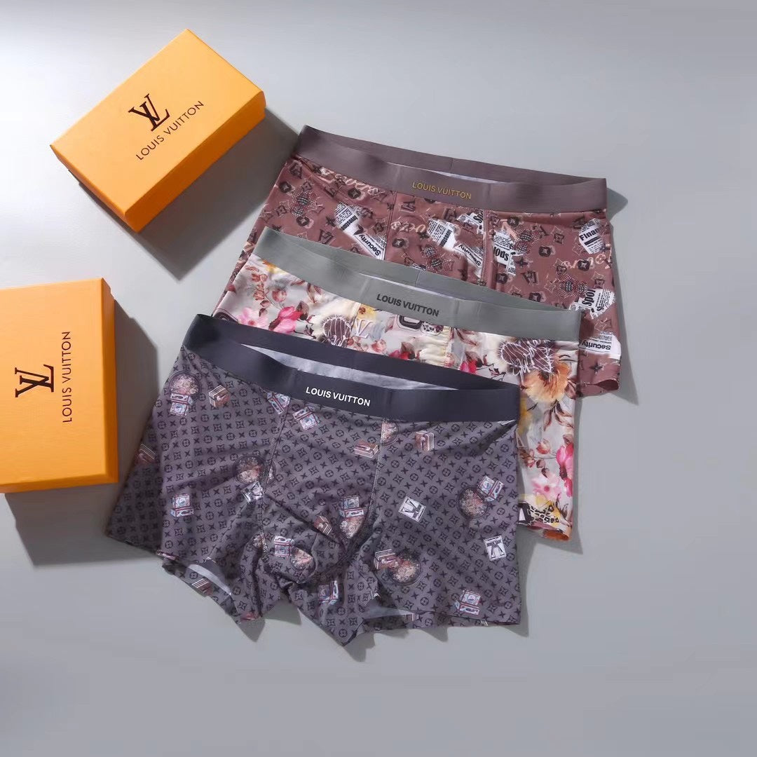 Louis Vuitton Colourful Floral-Style Prints Men's Boxer Briefs - 3-Piece Box