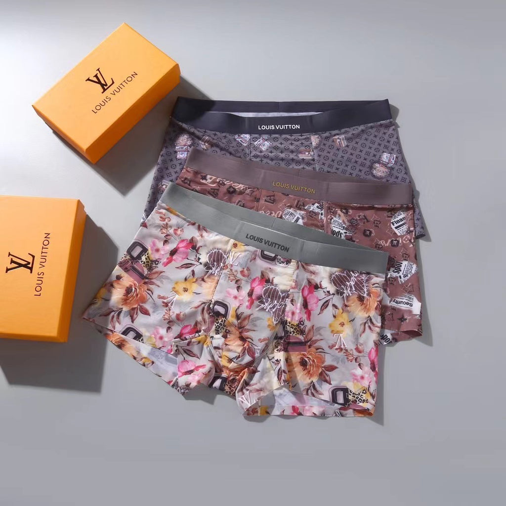 Louis Vuitton Colourful Floral-Style Prints Men's Boxer Briefs - 3-Piece Box