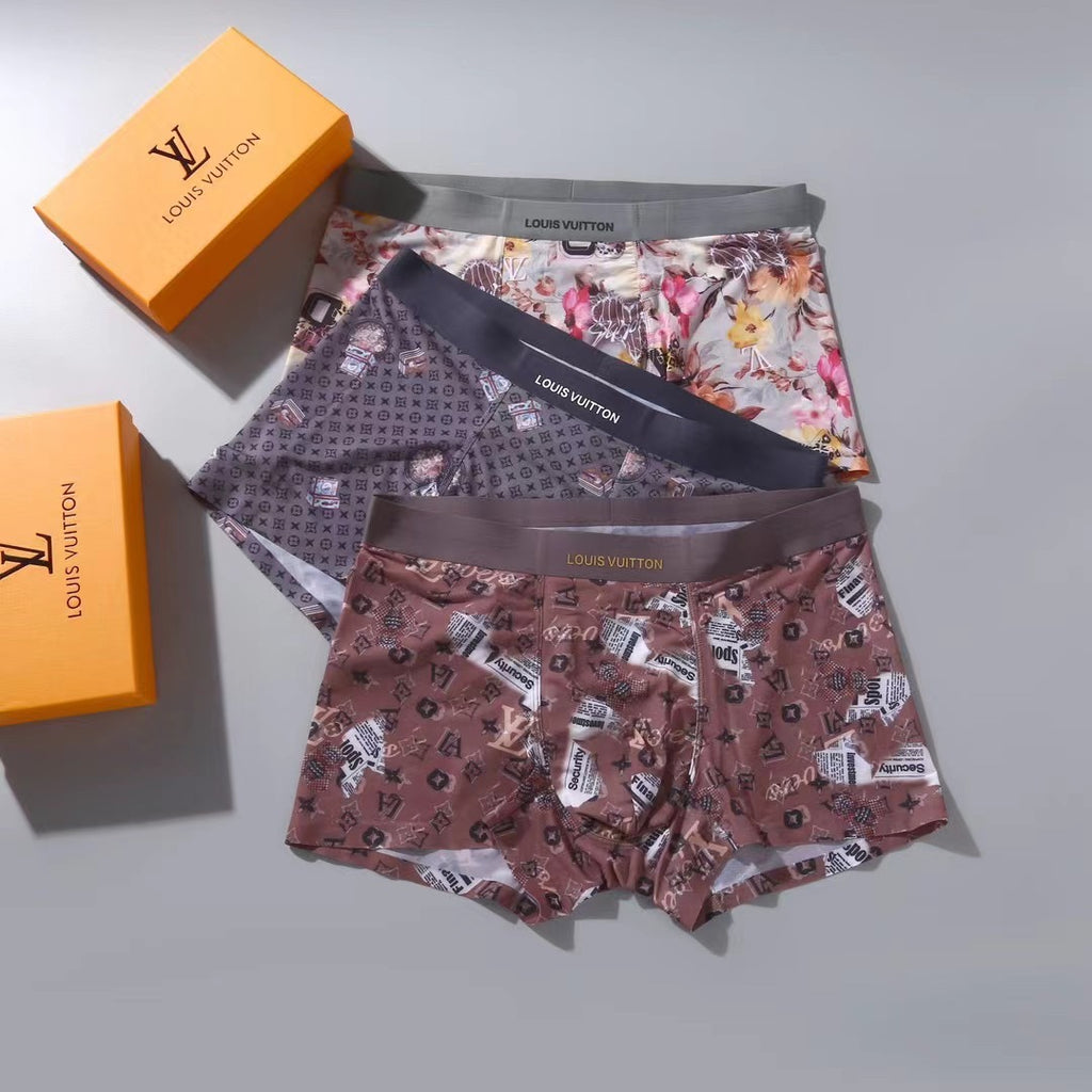 Louis Vuitton Colourful Floral-Style Prints Men's Boxer Briefs - 3-Piece Box