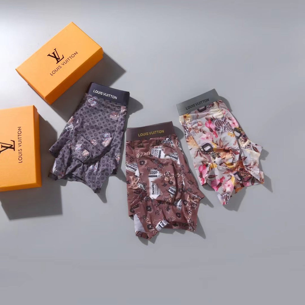 Louis Vuitton Colourful Floral-Style Prints Men's Boxer Briefs - 3-Piece Box
