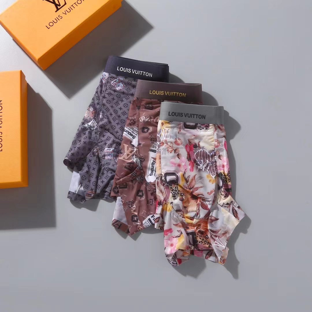 Louis Vuitton Colourful Floral-Style Prints Men's Boxer Briefs - 3-Piece Box