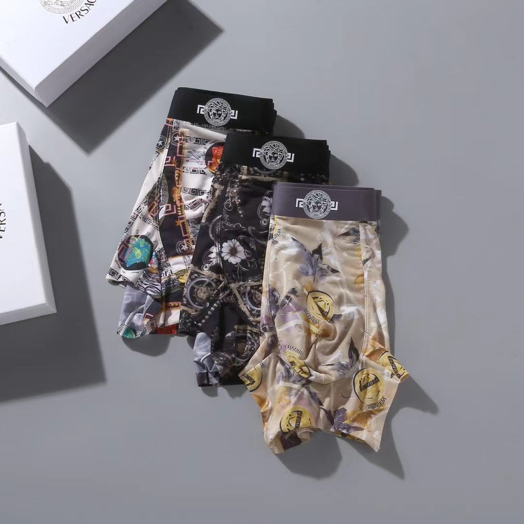 Versace Ornate Medallion Prints Men's Boxer Briefs - 3-Piece Box