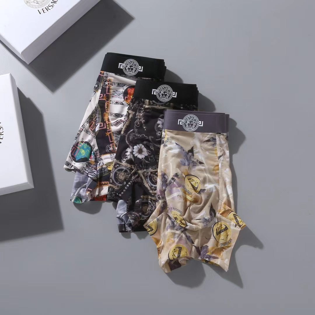 Versace Ornate Medallion Prints Men's Boxer Briefs - 3-Piece Box
