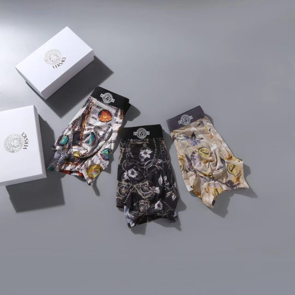 Versace Ornate Medallion Prints Men's Boxer Briefs - 3-Piece Box