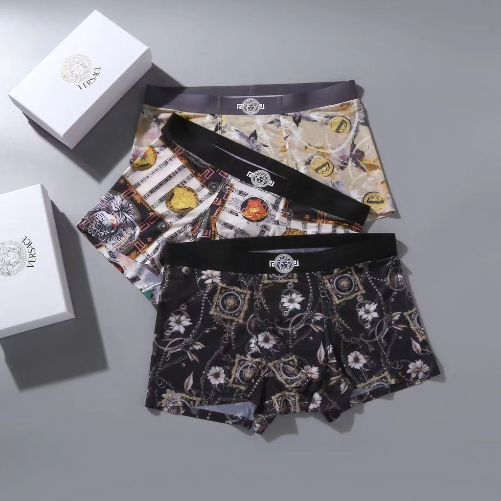 Versace Ornate Medallion Prints Men's Boxer Briefs - 3-Piece Box