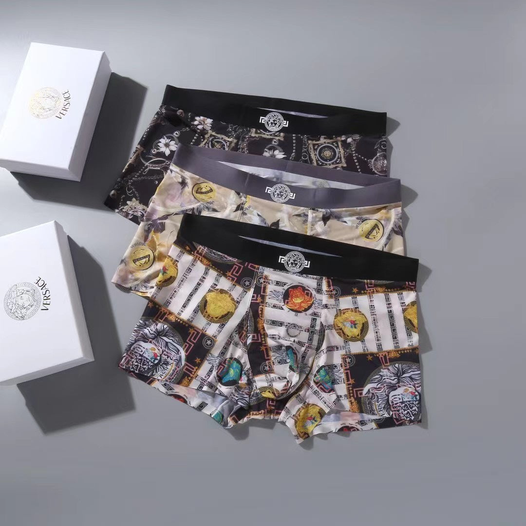 Versace Ornate Medallion Prints Men's Boxer Briefs - 3-Piece Box