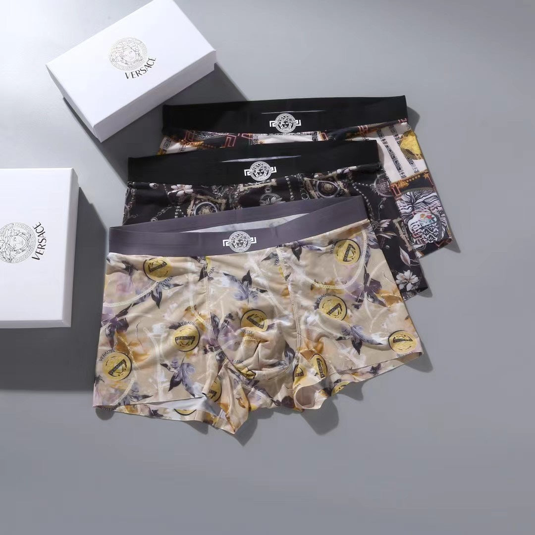 Versace Ornate Medallion Prints Men's Boxer Briefs - 3-Piece Box
