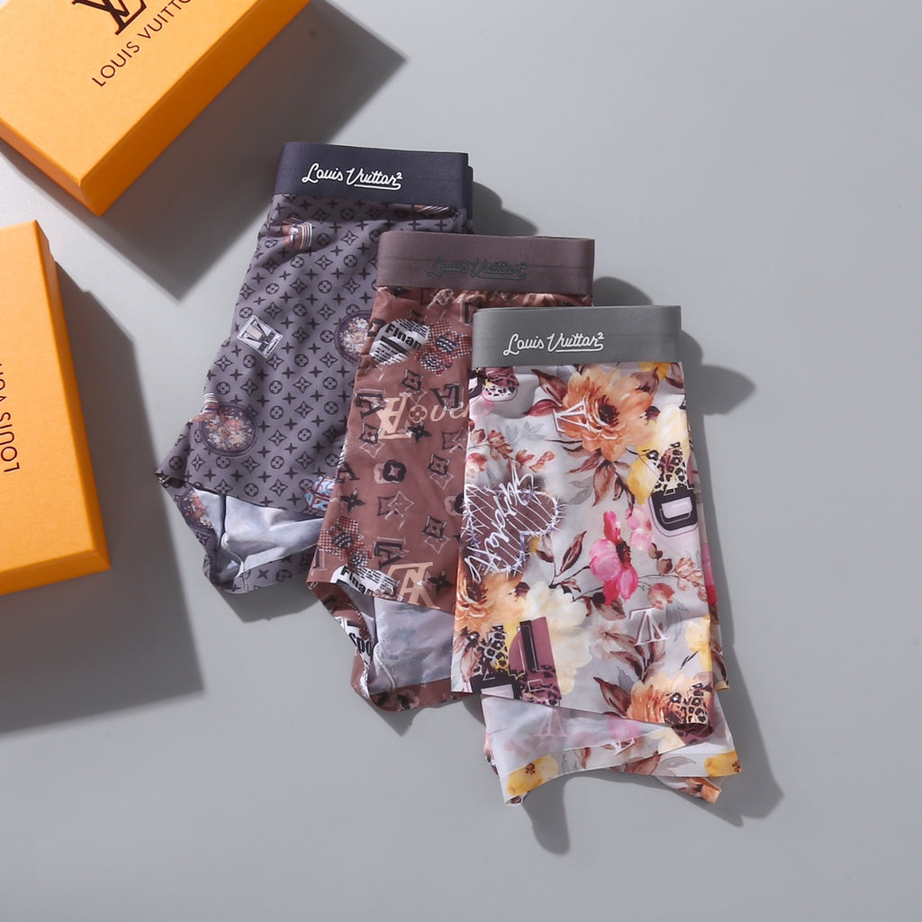 Louis Vuitton Colourful Floral-Style Prints Men's Boxer Briefs - 3-Piece Box