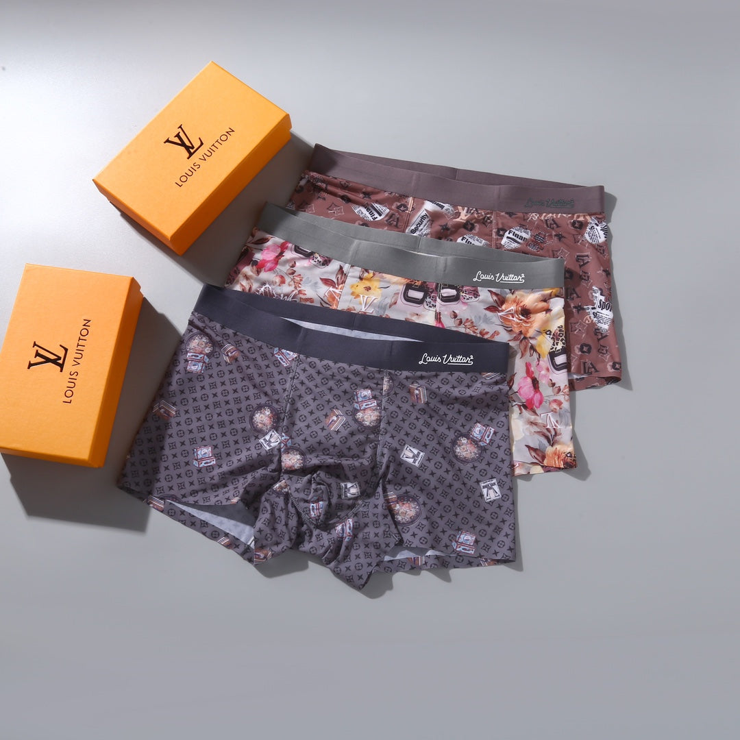 Louis Vuitton Colourful Floral-Style Prints Men's Boxer Briefs - 3-Piece Box