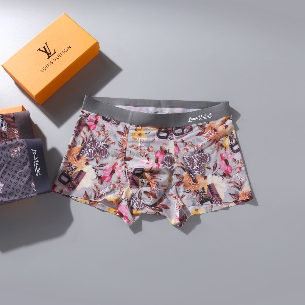 Louis Vuitton Colourful Floral-Style Prints Men's Boxer Briefs - 3-Piece Box
