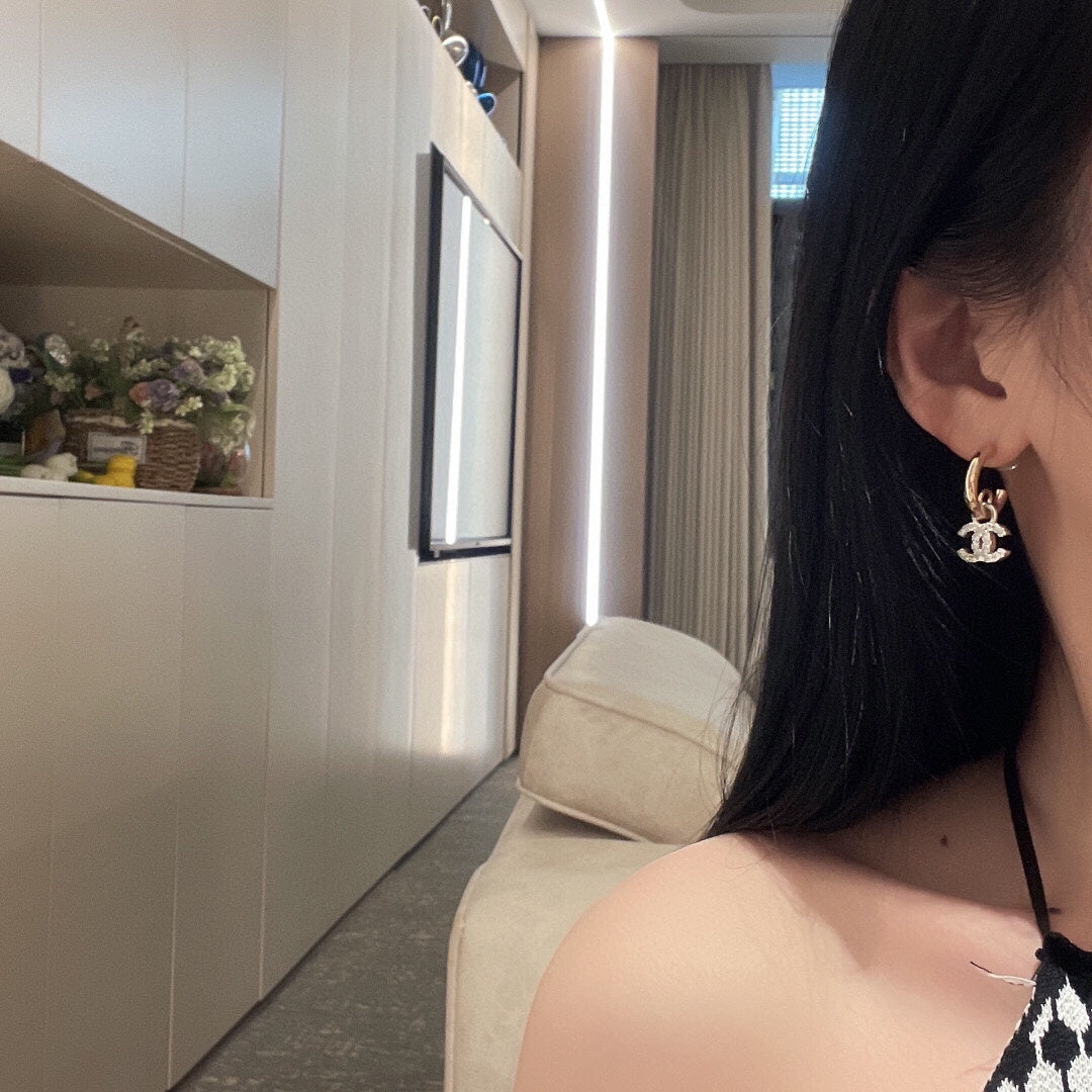 Signature Emblem Crystal-Accent Statement Earrings – Design 003 front product view