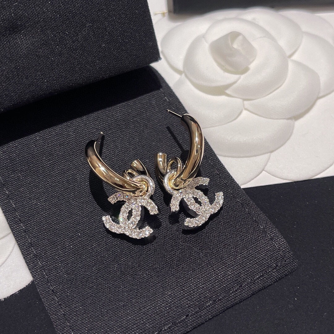 Signature Emblem Crystal-Accent Statement Earrings – Design 003 close-up detail