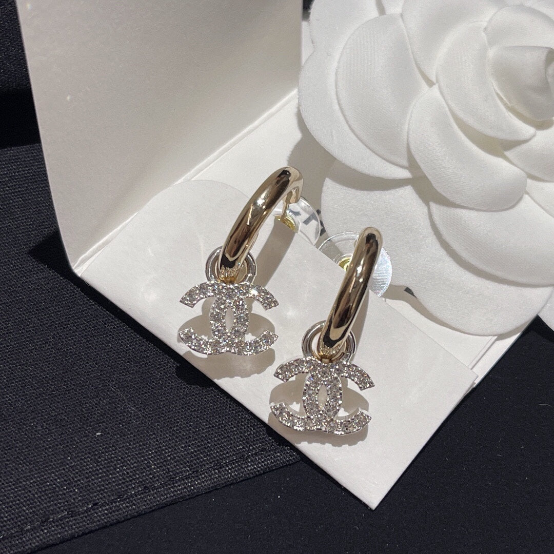 Signature Emblem Crystal-Accent Statement Earrings – Design 003 front product view