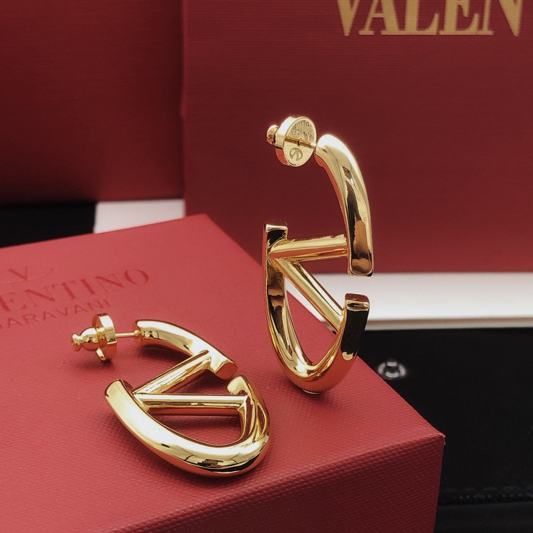 Signature Emblem Drop Earrings in Gold-Tone – Large main product view