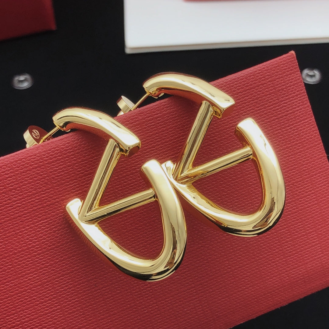 Signature Emblem Drop Earrings in Gold-Tone – Large main product view