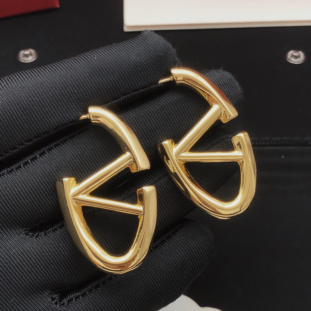 Signature Emblem Drop Earrings in Gold-Tone – Large close-up view
