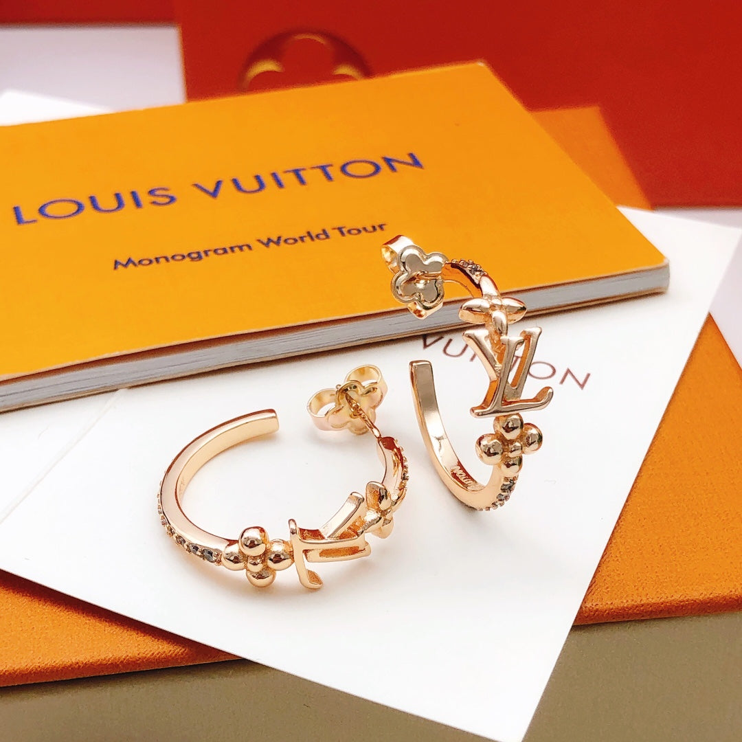 Geometric Emblem Statement Earrings in Rose-Gold-Tone – Rose Gold Detail – Design 002 main product view