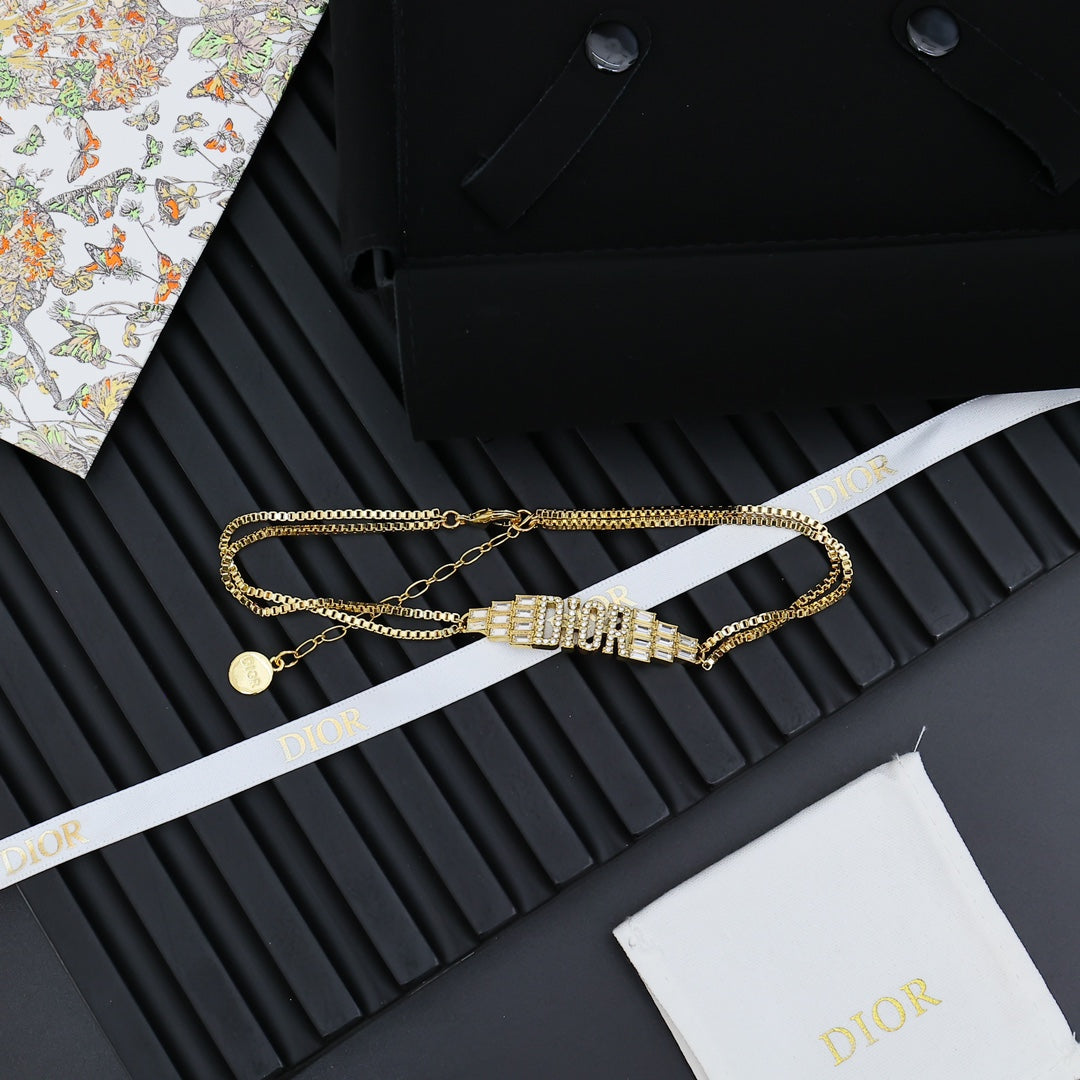 Graphic Letter Motif Pendant Necklace in Polished Metal-Tone with Crystal-Style Accents – Design 004 close-up detail