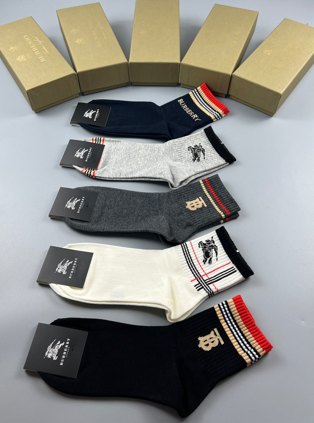 Burberry Cotton Crew Socks - 5-Pair Pack