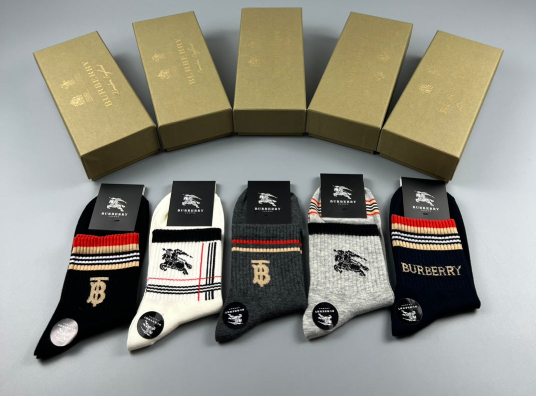 Burberry Cotton Crew Socks - 5-Pair Pack