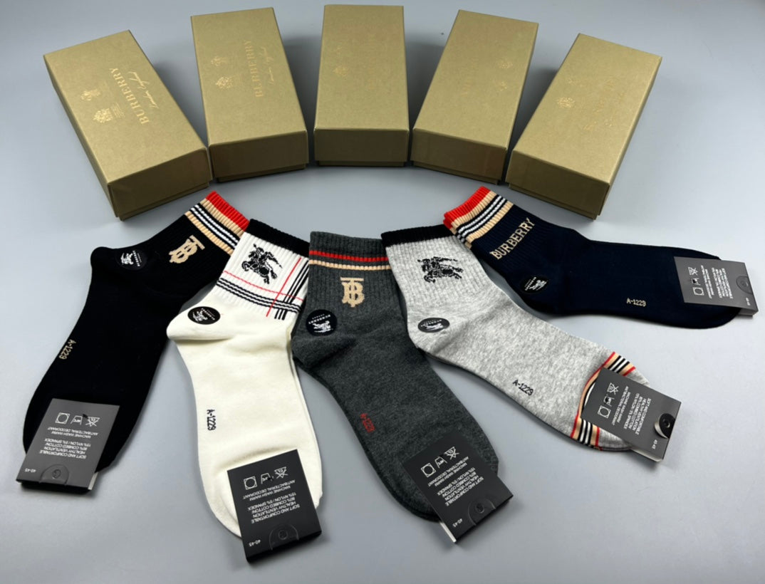 Burberry Cotton Crew Socks - 5-Pair Pack