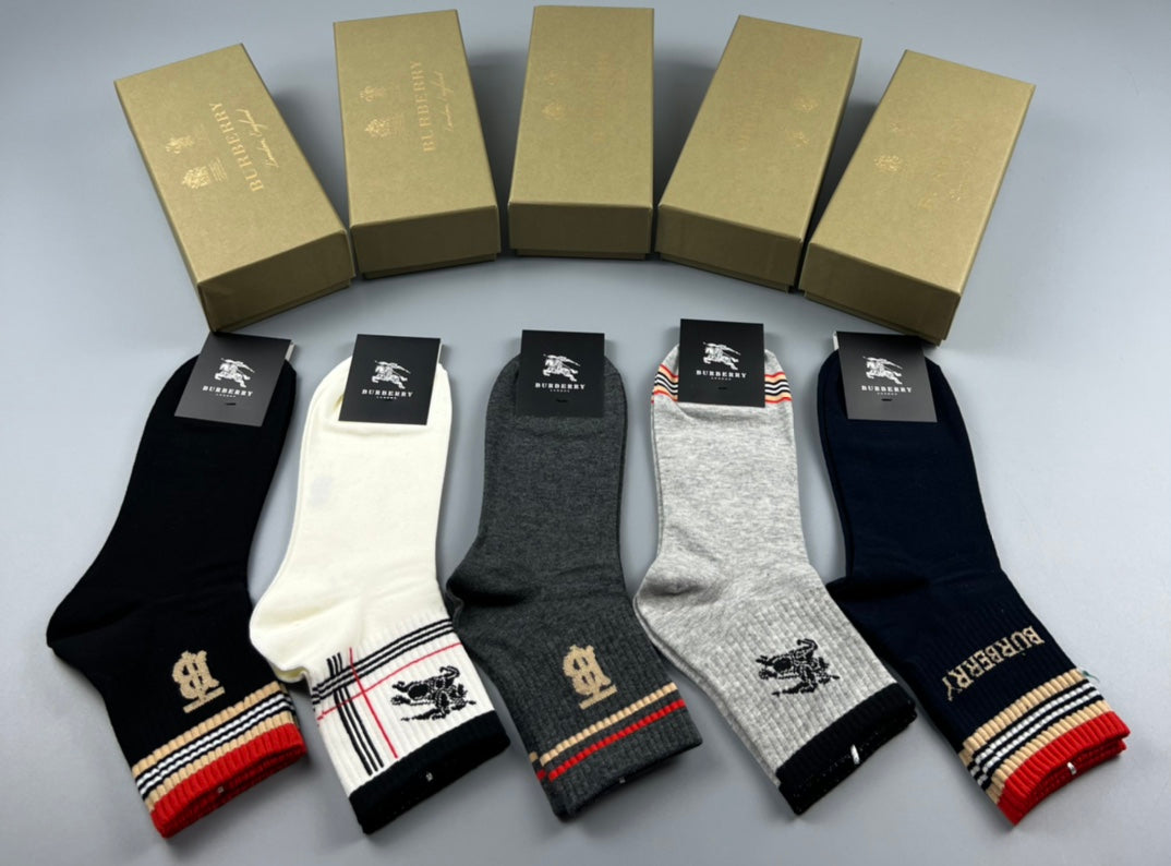 Burberry Cotton Crew Socks - 5-Pair Pack