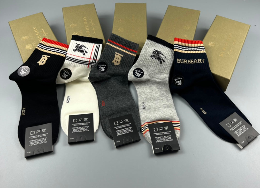 Burberry Cotton Crew Socks - 5-Pair Pack