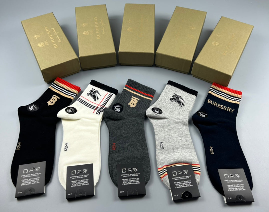 Burberry Cotton Crew Socks - 5-Pair Pack