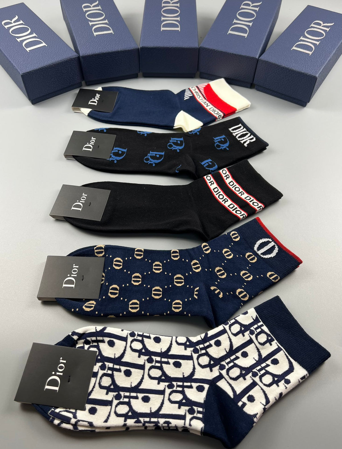 Dior Cotton Crew Socks - 5-Pair Pack