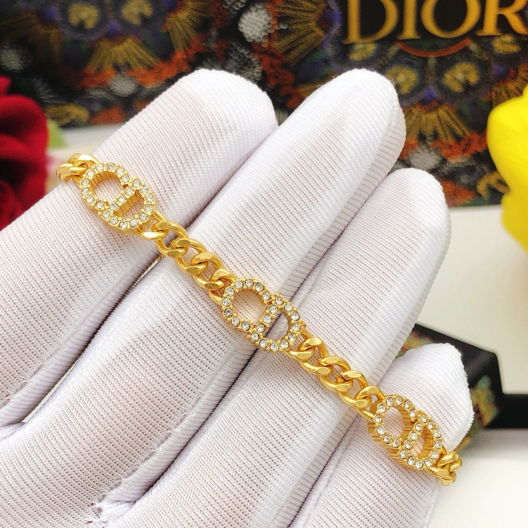 Graphic Letter Motif Statement Bracelet in Polished Metal-Tone – Design 001 detail view
