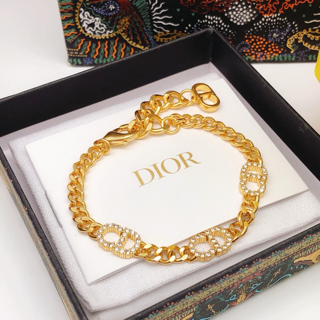 Graphic Letter Motif Statement Bracelet in Polished Metal-Tone – Design 001 main product view