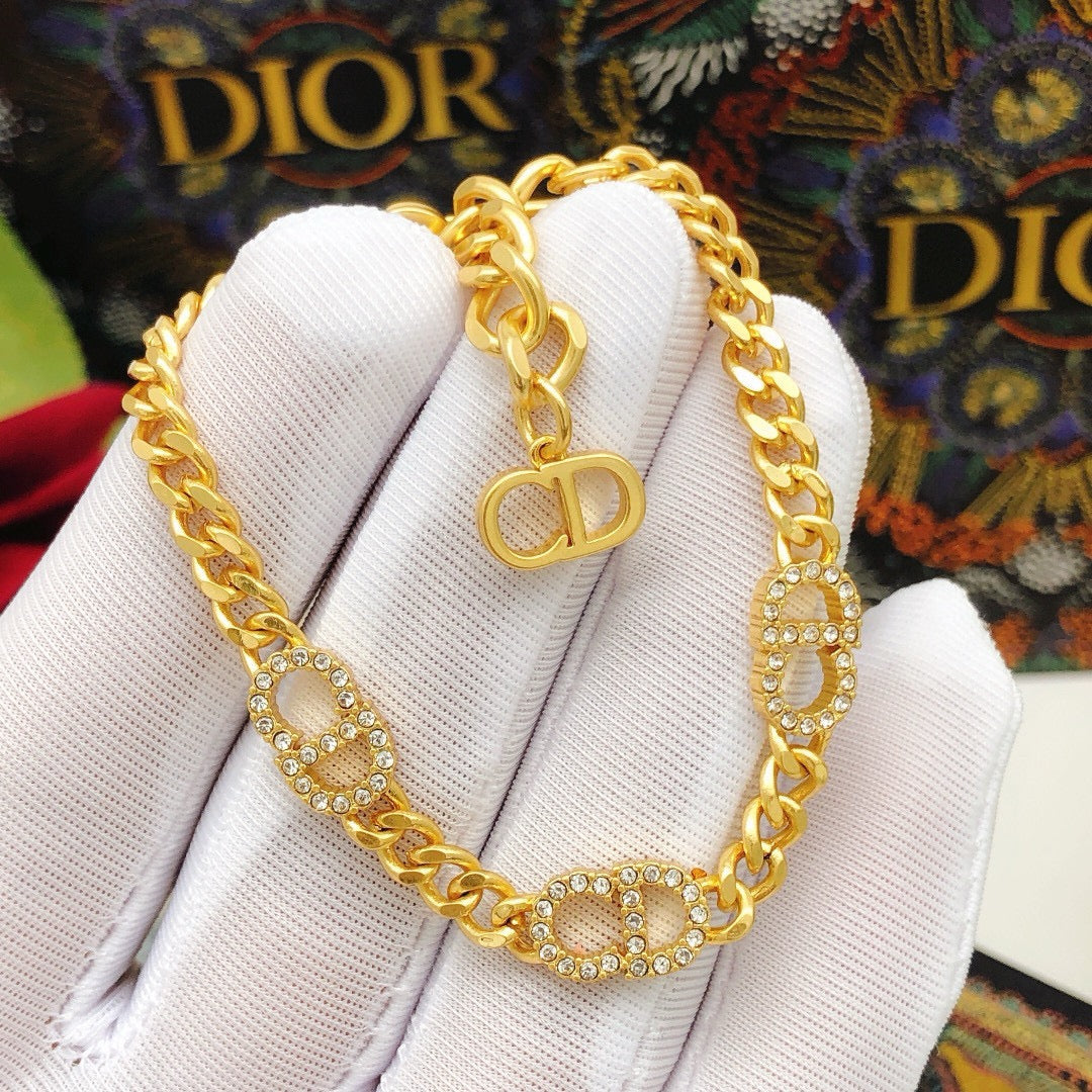 Graphic Letter Motif Statement Bracelet in Polished Metal-Tone – Design 001 styled view