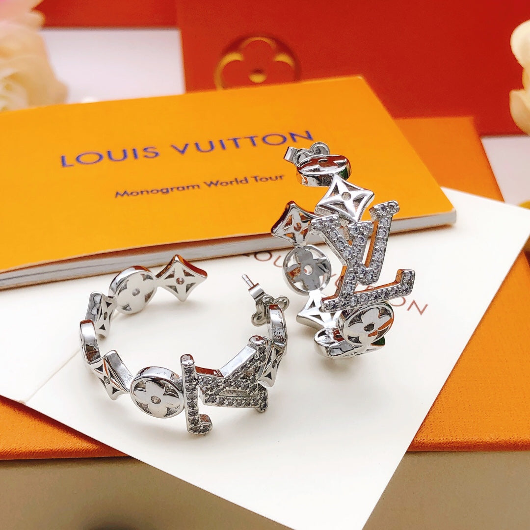 Moon Motif Statement Earrings in Polished Metal-Tone styled view