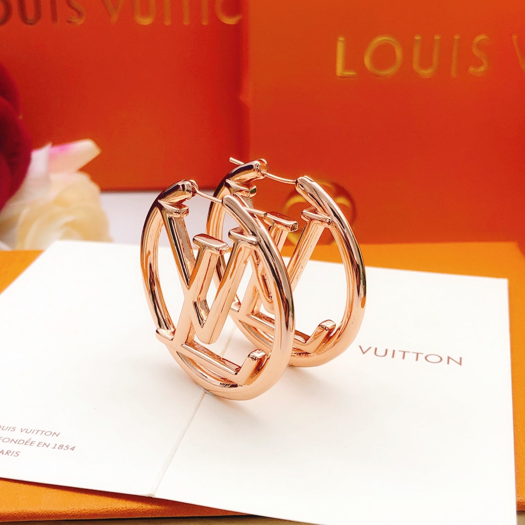 Geometric Emblem Statement Earrings in Rose-Gold-Tone – Rose Gold Detail – Design 003 main product view