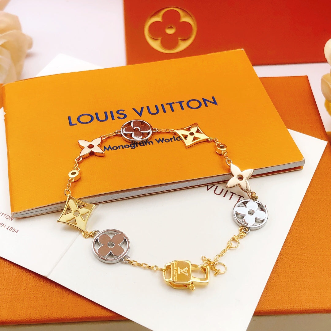 Geometric Emblem Bracelet in Gold-Tone – Design 017 front product view