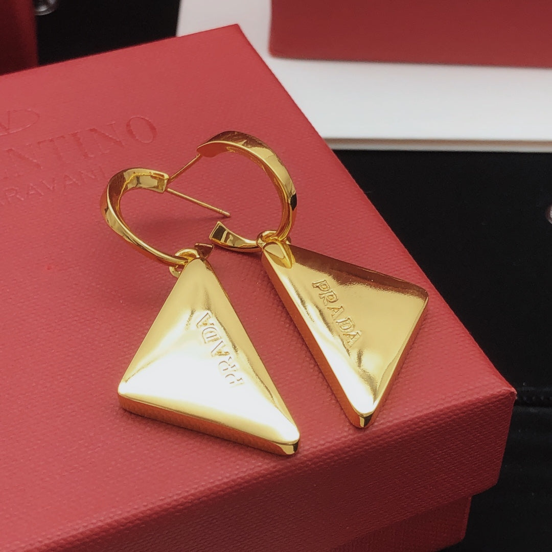 Triangle Drop Earrings in Gold-Tone front view