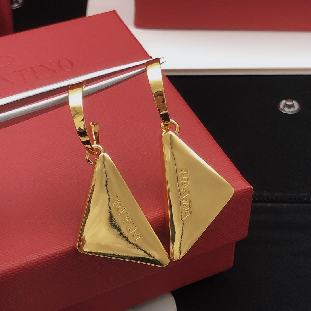 Triangle Drop Earrings in Gold-Tone main product view