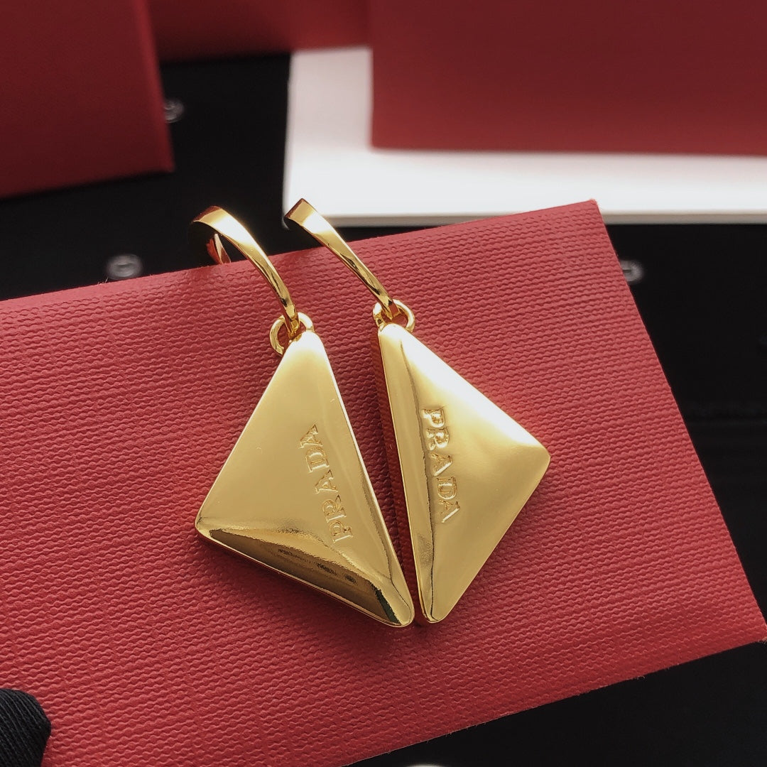 Triangle Drop Earrings in Gold-Tone close-up view