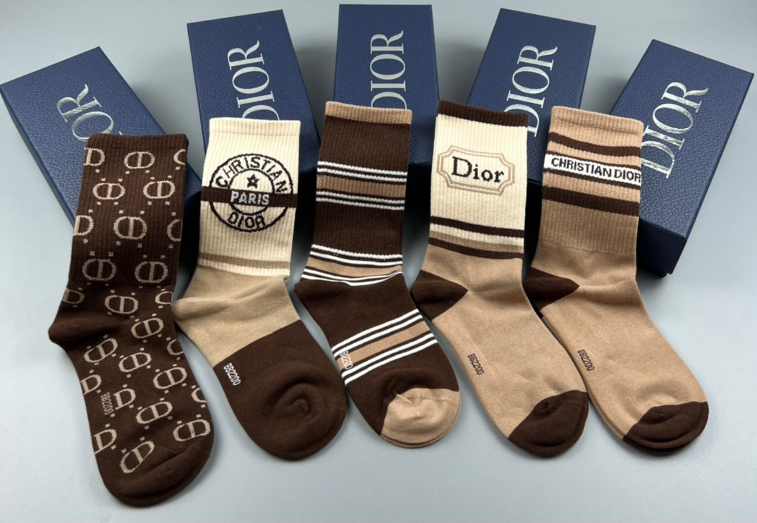Dior Cotton Short Socks - 5-Pair Pack