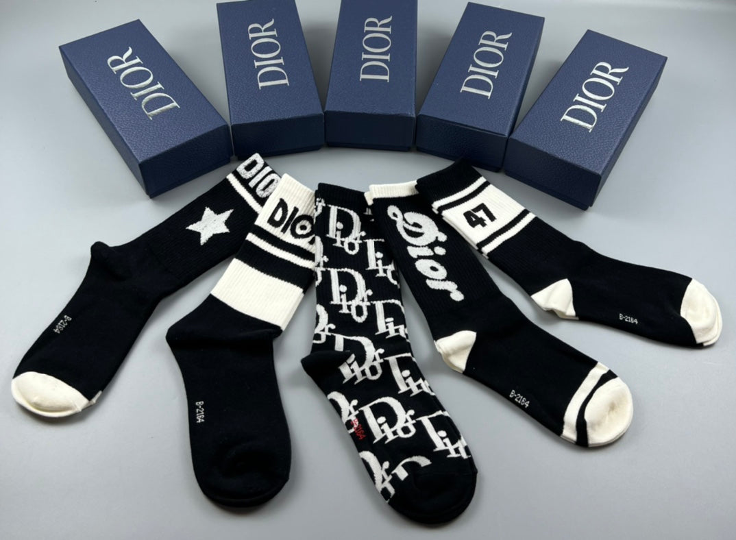 Dior Cotton Crew Socks - 5-Pair Pack