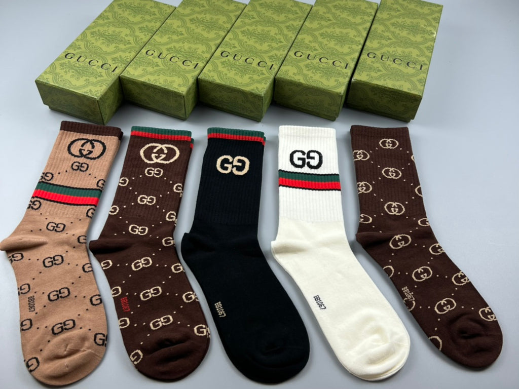 Gucci Cotton Crew Socks - 5-Pair Pack