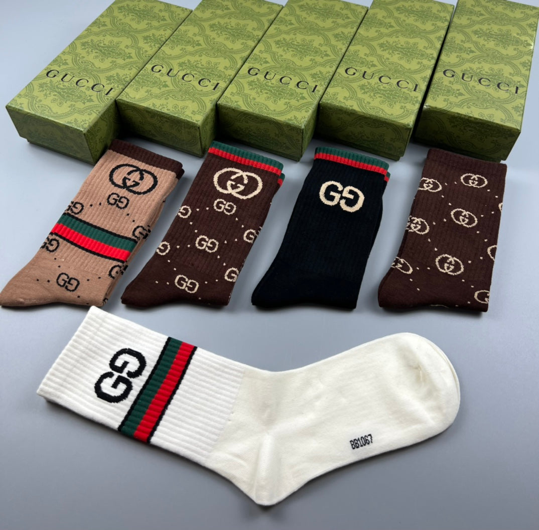 Gucci Cotton Crew Socks - 5-Pair Pack