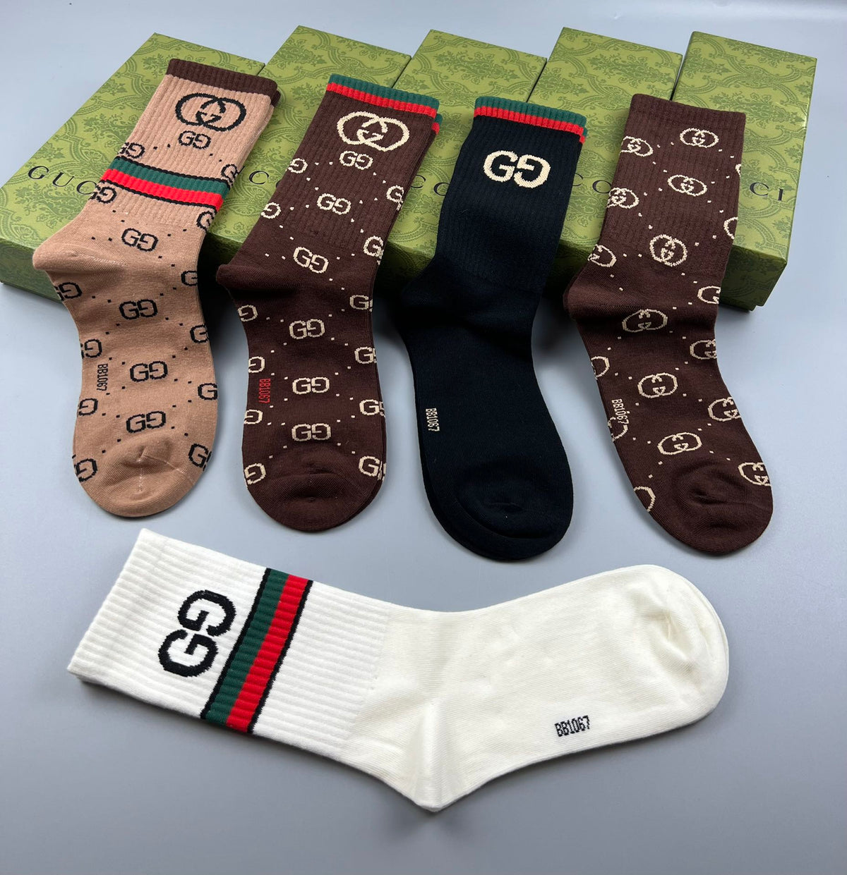 Gucci Cotton Crew Socks - 5-Pair Pack