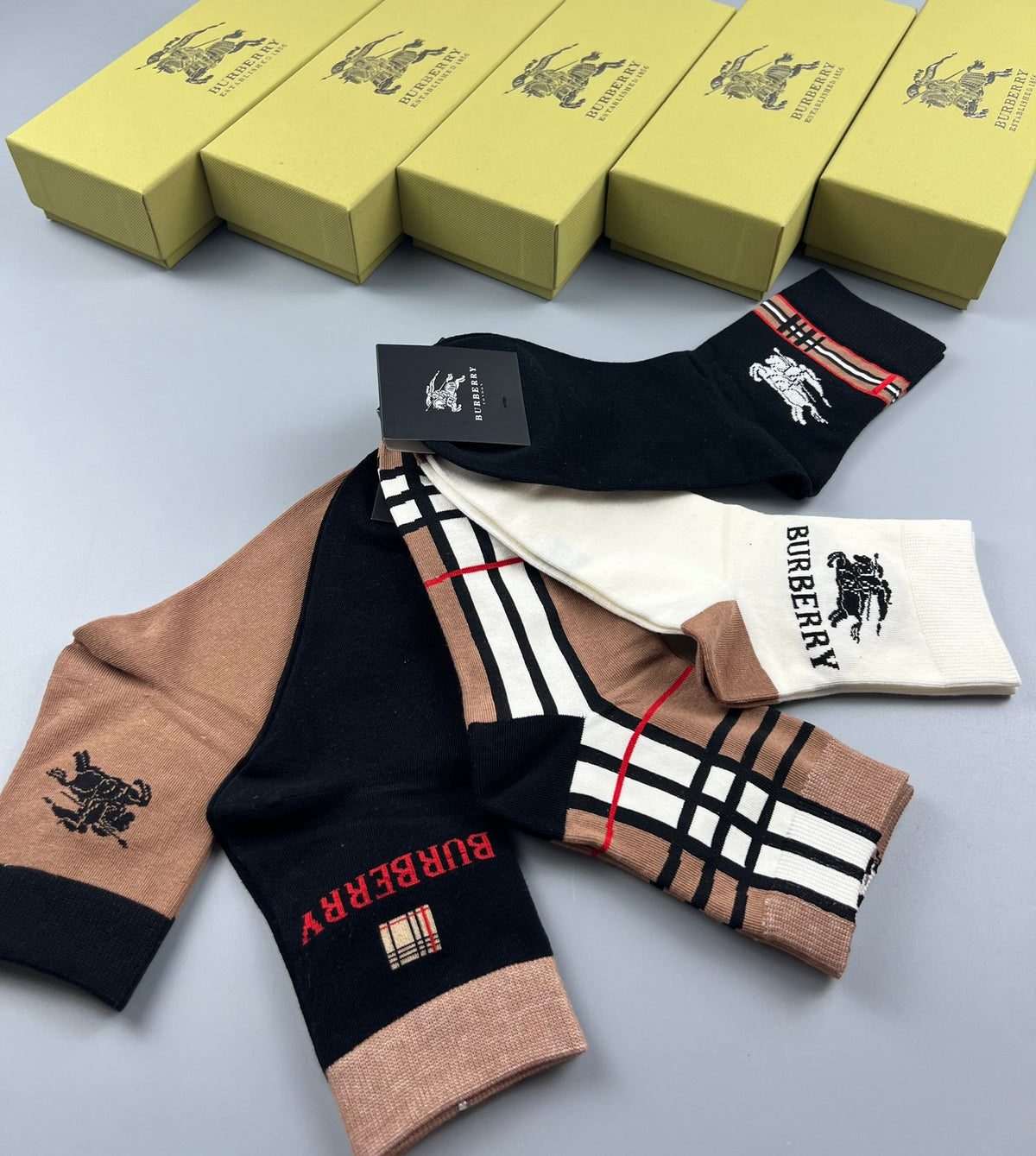 Burberry Cotton Crew Socks - 5-Pair Pack
