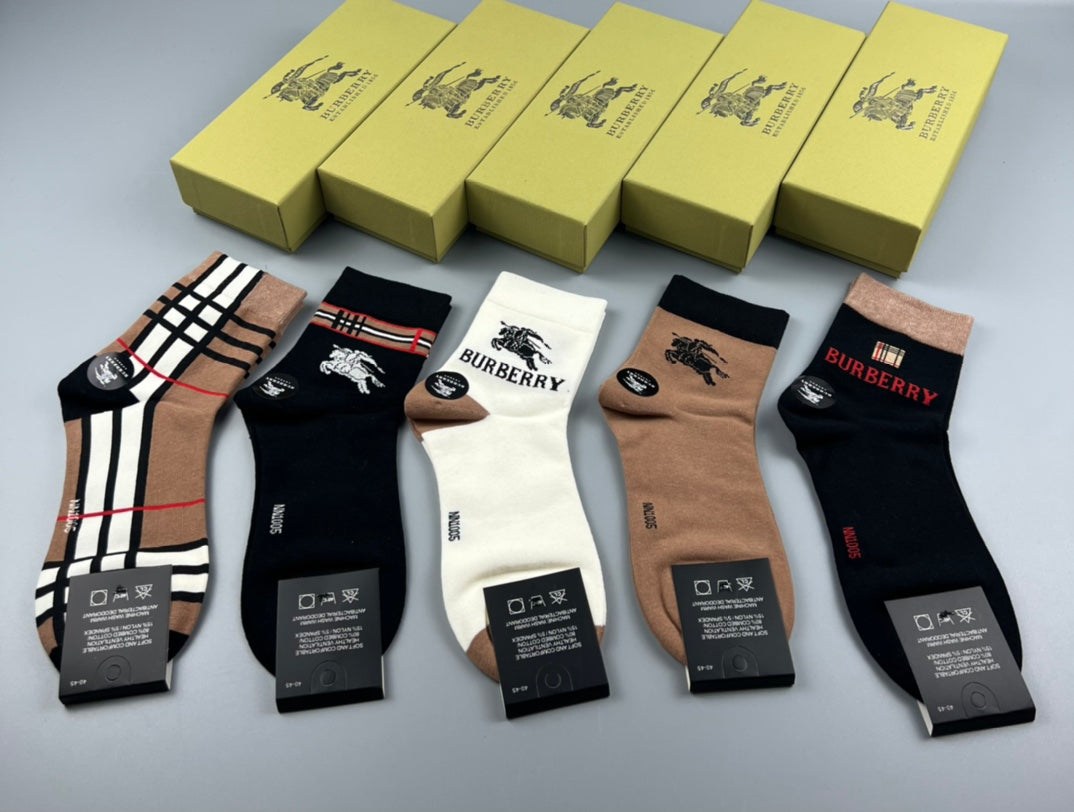 Burberry Cotton Crew Socks - 5-Pair Pack