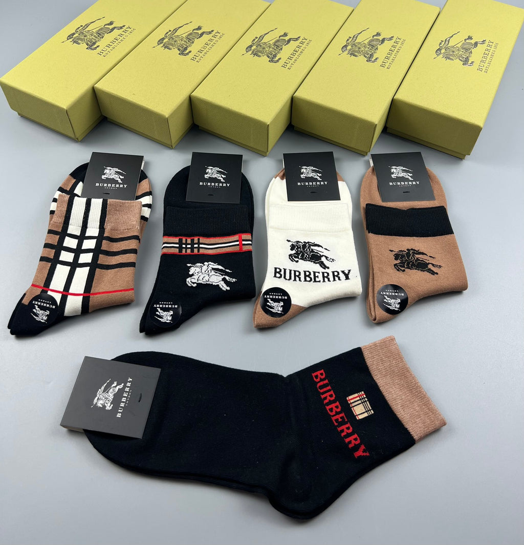 Burberry Cotton Crew Socks - 5-Pair Pack