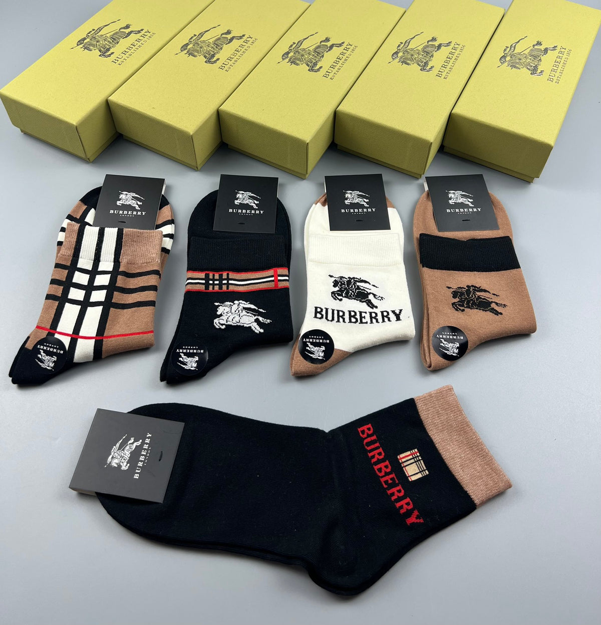 Burberry Cotton Crew Socks - 5-Pair Pack