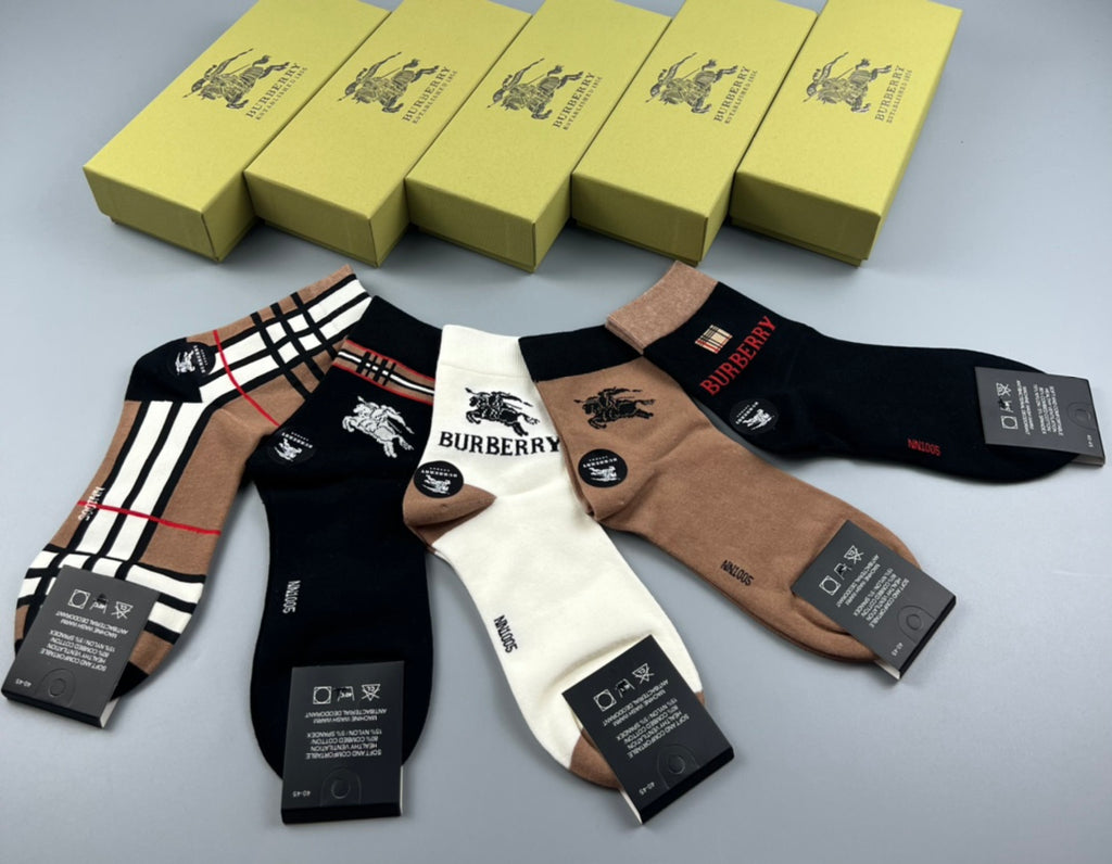 Burberry Cotton Crew Socks - 5-Pair Pack