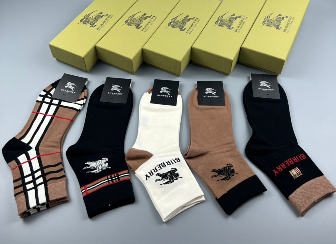 Burberry Cotton Crew Socks - 5-Pair Pack